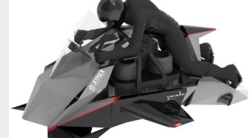 The Speeder is a new self-stabilizing, jet turbine-powered flying motorcycle